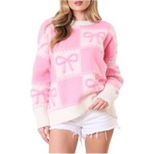 Pink Bow Pattern Sweater